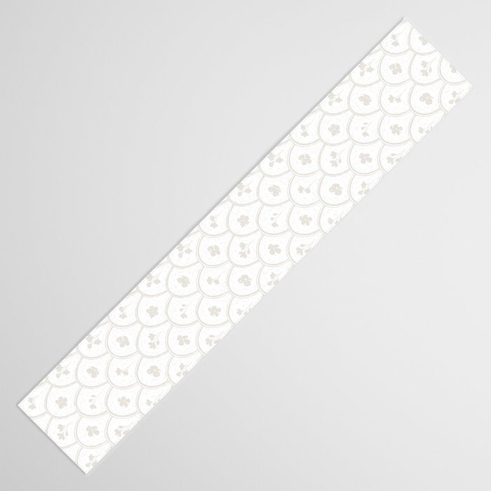 Rustic scallop floral block print - natural soft mushroom pattern Table Runner Gallery Image 3