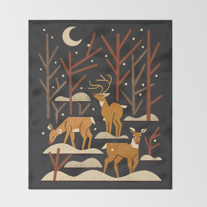 Wild Wood Deer Throw Blanket Gallery Image 2