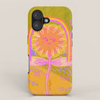 Retro Sunflower & Rainbow in Green & Pink iPhone Case Gallery Image 1
