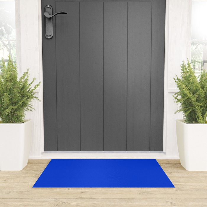 Royal Blue Bright Bold Solid Color Welcome Mat Gallery Image 3