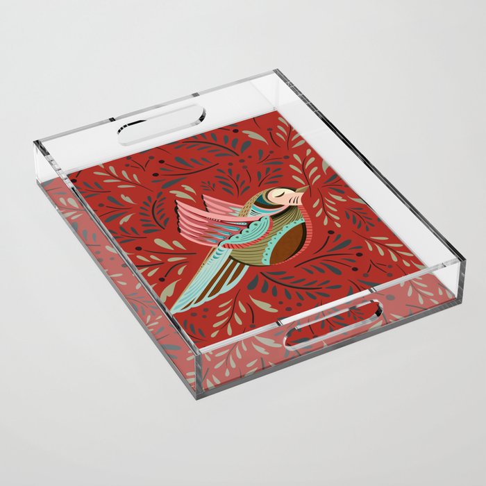 Peace Bird - Red Acrylic Tray Gallery Image 1