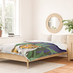 Tiger Camping, Wildlife Wild Jungle Illustration, Modern Bohemian Black Woman, Starry Night Moon Duvet Cover Gallery Image 2