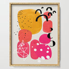 Vintage Fun Minimalist Abstract Colorful Mid century Modern Yellow Magenta Bubbles With Patterns Serving Tray Gallery Image 1