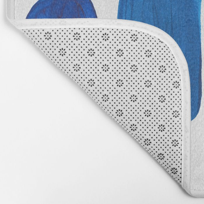 Colorful Mid Century Modern Pop Art Minimalist Style Teal Blue Aquamarine Bubbles White Background Bath Mat Gallery Image 2