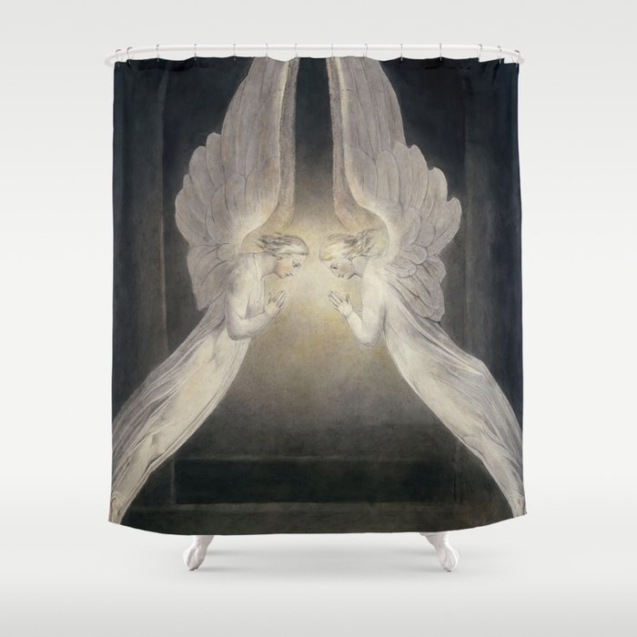 William Blake The Angels hovering over the body of Christ in the Sepulchre Shower Curtain Gallery Image 1