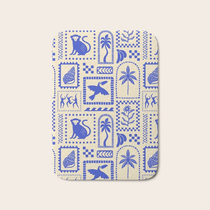Vintage summer nature patchwork art pattern Bath Mat Gallery Image 1