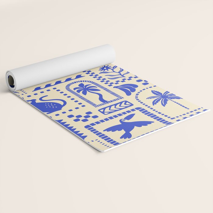 Vintage summer nature patchwork art pattern Yoga Mat Gallery Image 2