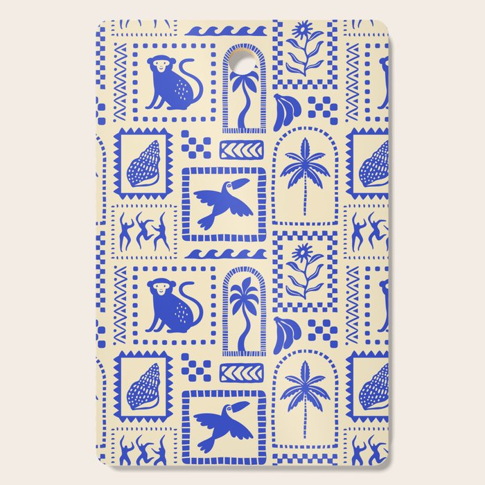 Vintage summer nature patchwork art pattern Cutting Board Gallery Image 1