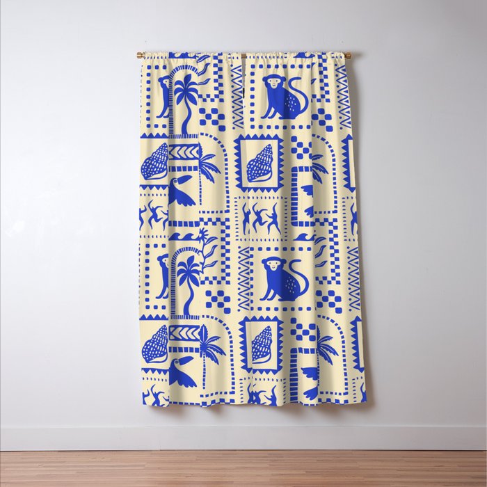 Vintage summer nature patchwork art pattern Window Curtain Gallery Image 3