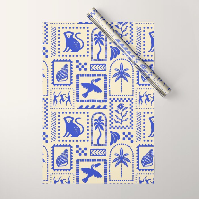 Vintage summer nature patchwork art pattern Wrapping Paper Gallery Image 1