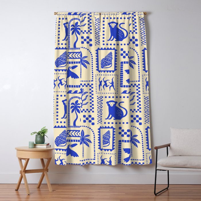 Vintage summer nature patchwork art pattern Window Curtain Gallery Image 1