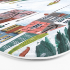 Skiing Winter Village Bath Mat Gallery Image 3