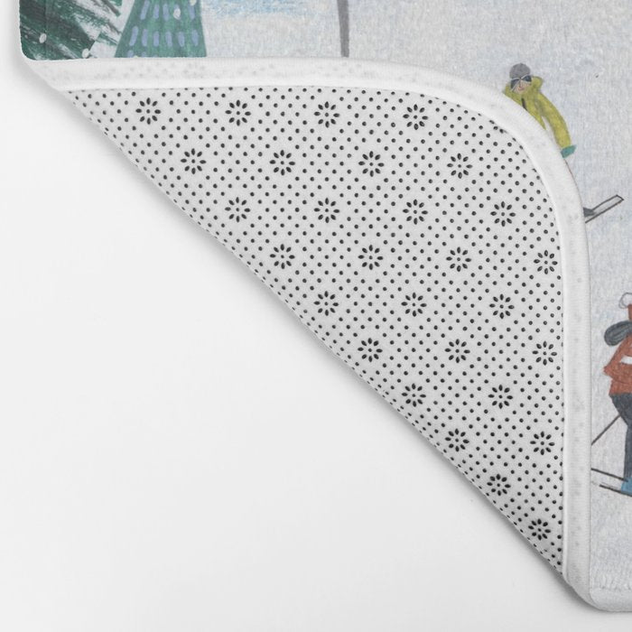Skiing Winter Village Bath Mat Gallery Image 2