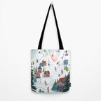 Skiing Winter Village Tote Bag Gallery Image 2
