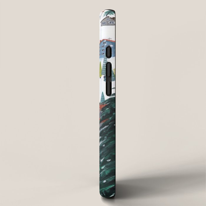 Skiing Winter Village iPhone Case Gallery Image 2
