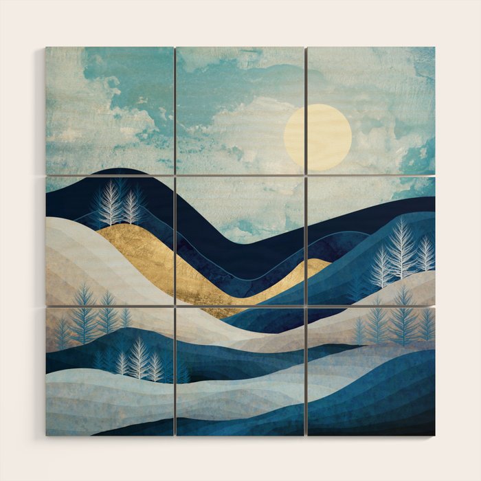 Moonlit Hills Wood Wall Art Gallery Image 1