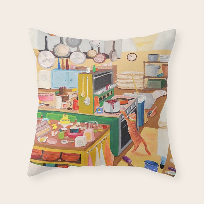 A Cat in the Kitchen Throw Pillow Gallery Image 6