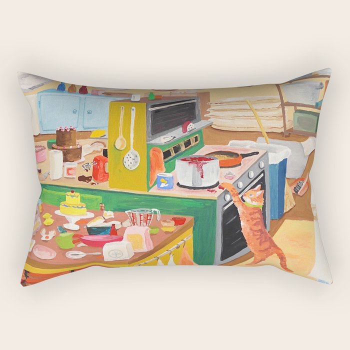 A Cat in the Kitchen Rectangular Pillow Gallery Image 2
