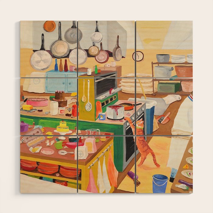 A Cat in the Kitchen Wood Wall Art Gallery Image 1