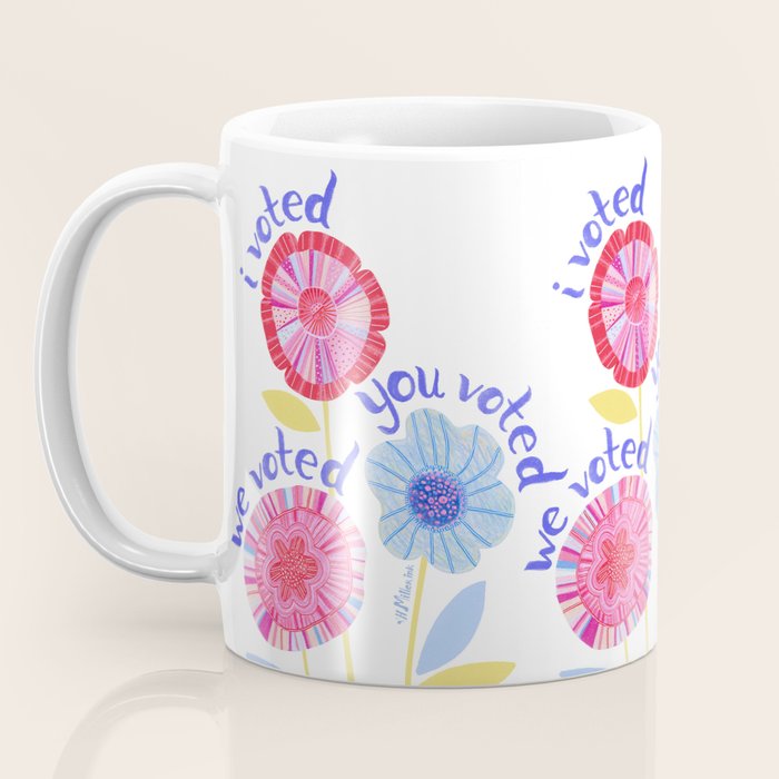 United We Grow - Vote | Floral in Red, Pink, & Blue Coffee Mug Gallery Image 3