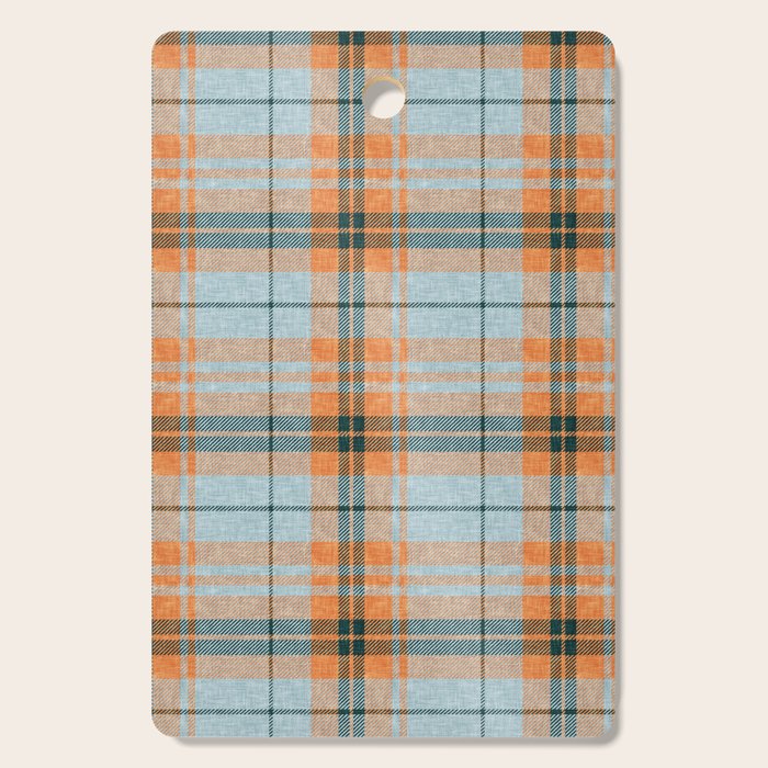 fall plaid - orange and blue Cutting Board Gallery Image 1
