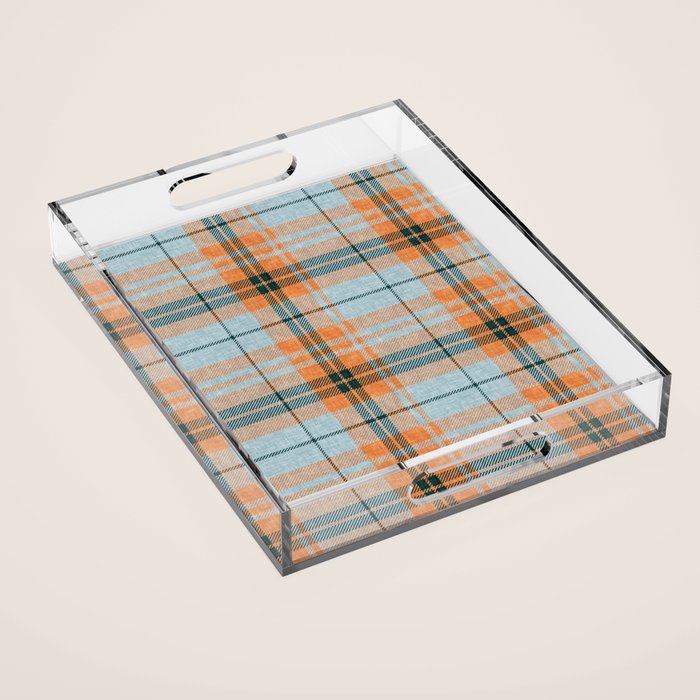 fall plaid - orange and blue Acrylic Tray Gallery Image 1
