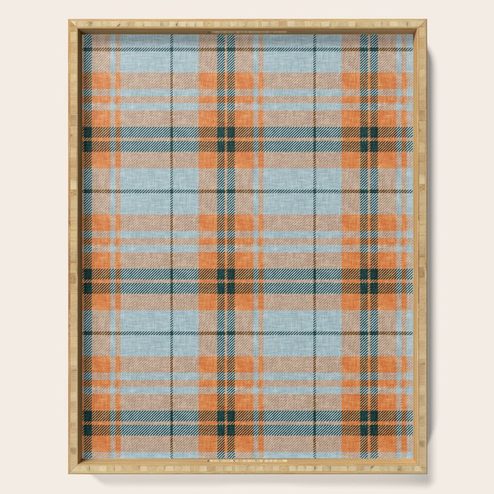 fall plaid - orange and blue Serving Tray Gallery Image 1