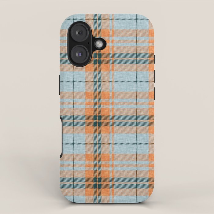 fall plaid - orange and blue iPhone Case Gallery Image 1