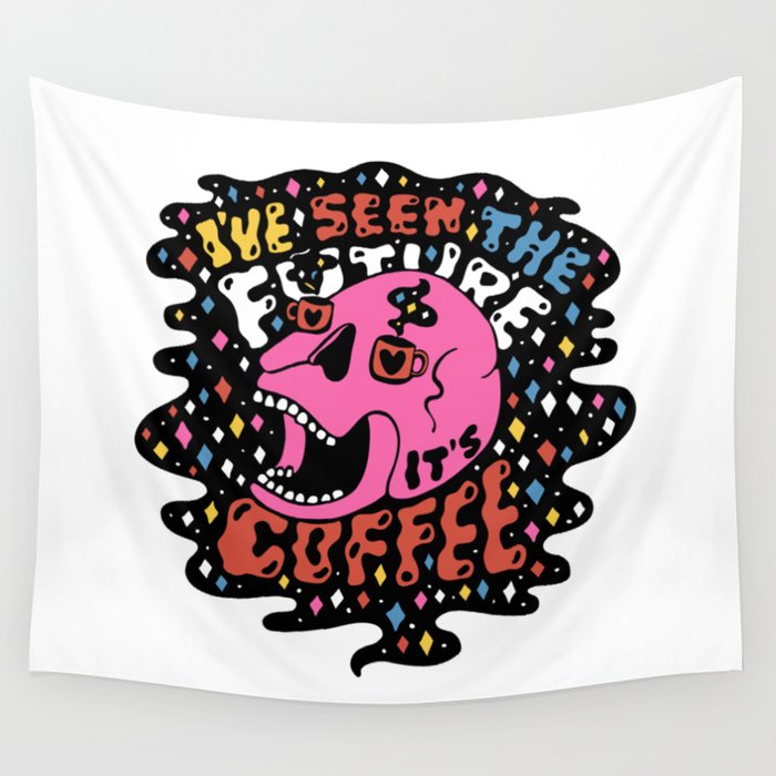 The Future is Coffee in color Wall Tapestry Gallery Image 1