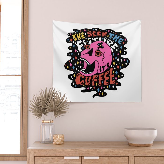 The Future is Coffee in color Wall Tapestry Gallery Image 2