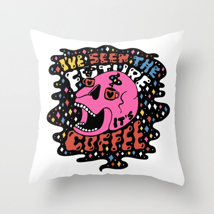 The Future is Coffee in color Throw Pillow Gallery Image 6