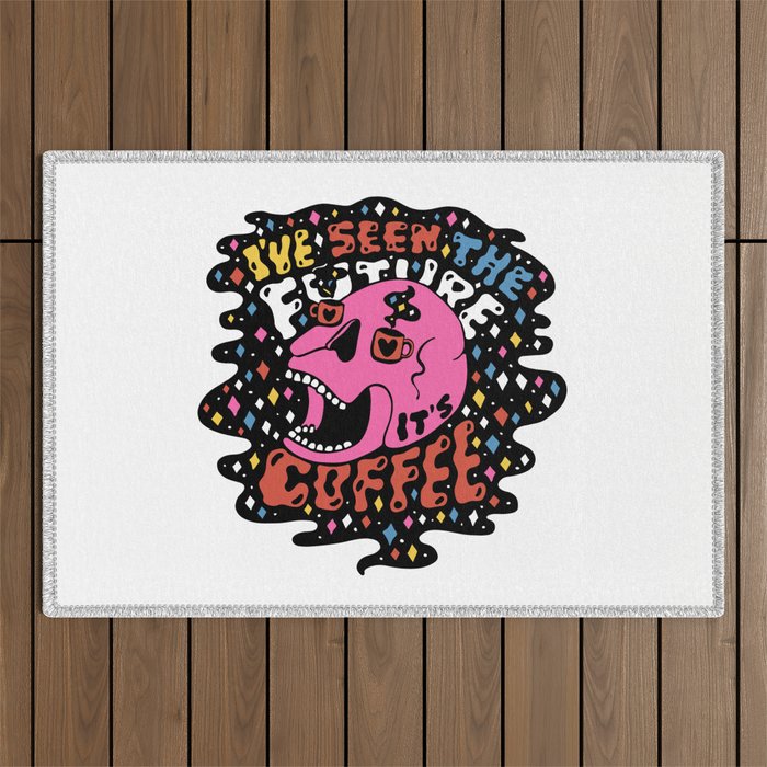 The Future is Coffee in color Outdoor Rug Gallery Image 1