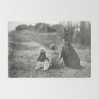 A Girl, Her Dog, and Her Horse wonderful black and white photograph - photography Rug Gallery Image 2