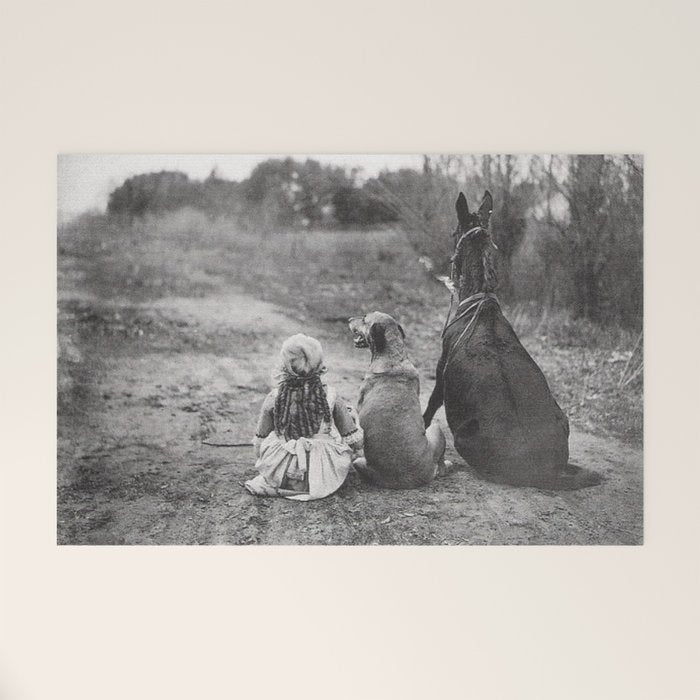 A Girl, Her Dog, and Her Horse wonderful black and white photograph - photography Welcome Mat Gallery Image 1