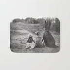 A Girl, Her Dog, and Her Horse wonderful black and white photograph - photography Bath Mat Gallery Image 1