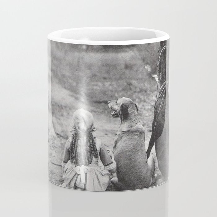 A Girl, Her Dog, and Her Horse wonderful black and white photograph - photography Coffee Mug Gallery Image 4