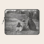 A Girl, Her Dog, and Her Horse wonderful black and white photograph - photography Laptop Sleeve Gallery Image 1