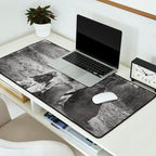 A Girl, Her Dog, and Her Horse wonderful black and white photograph - photography Desk Mat Gallery Image 2