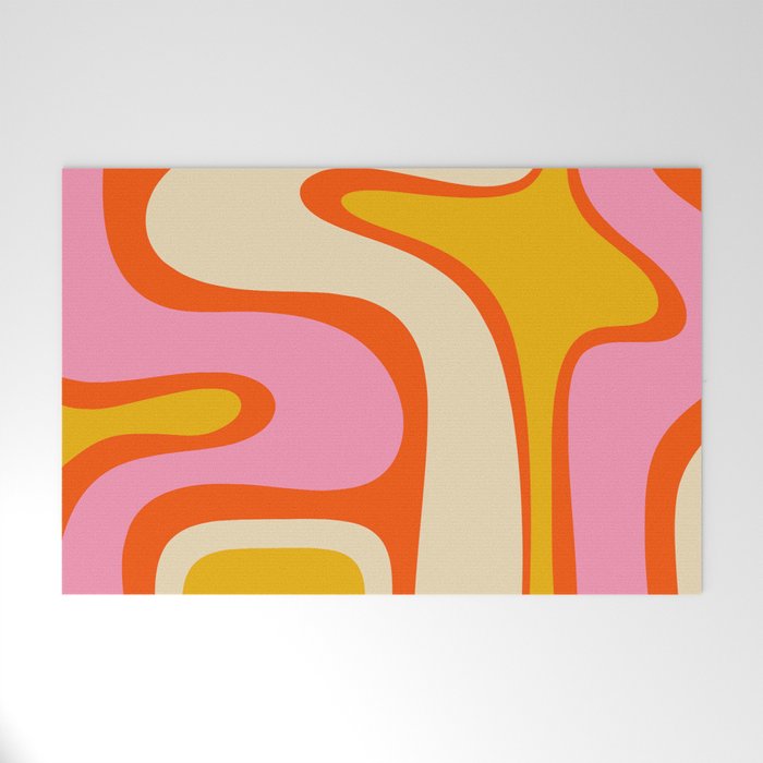 Retro Abstract Copacetic Pattern Pink Orange Yellow Welcome Mat Gallery Image 1