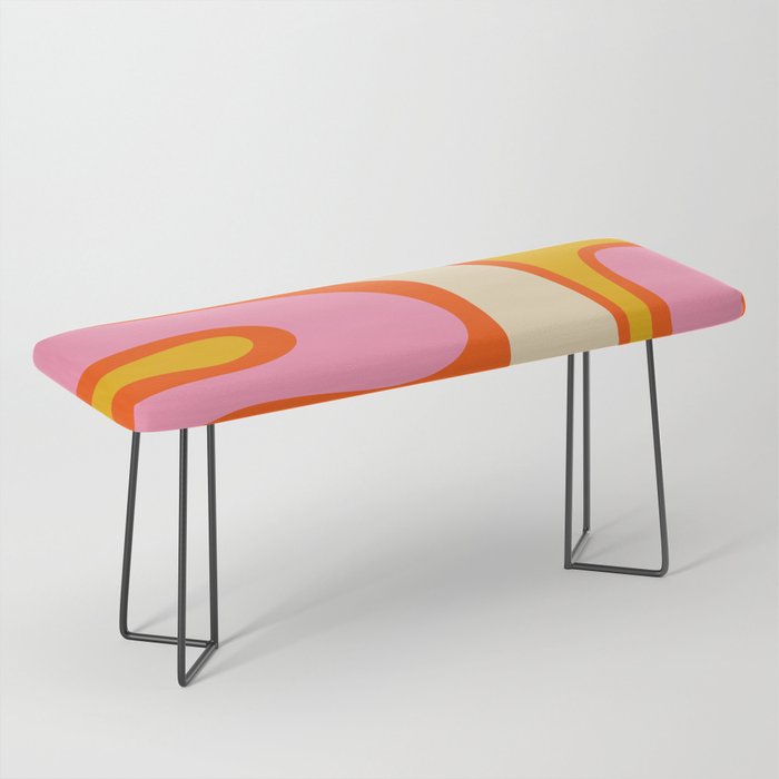 Retro Abstract Copacetic Pattern Pink Orange Yellow Bench Gallery Image 1
