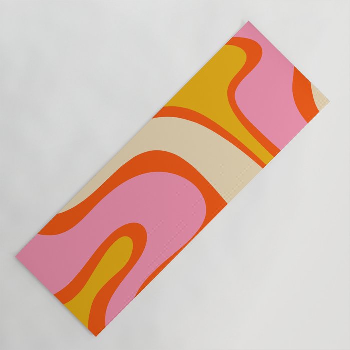 Retro Abstract Copacetic Pattern Pink Orange Yellow Yoga Mat Gallery Image 1