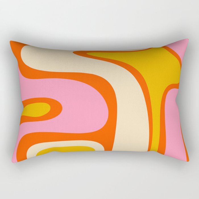 Retro Abstract Copacetic Pattern Pink Orange Yellow Rectangular Pillow Gallery Image 2