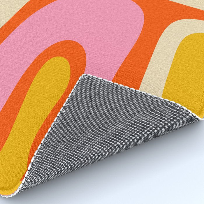 Retro Abstract Copacetic Pattern Pink Orange Yellow Rug Gallery Image 4