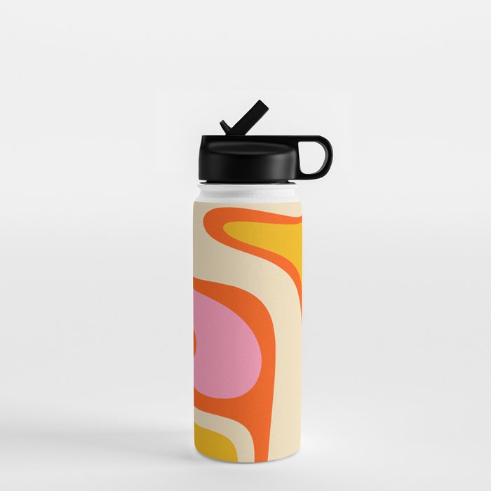 Retro Abstract Copacetic Pattern Pink Orange Yellow Water Bottle Gallery Image 1