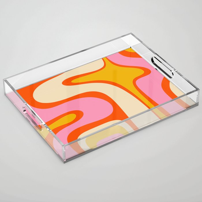 Retro Abstract Copacetic Pattern Pink Orange Yellow Acrylic Tray Gallery Image 1