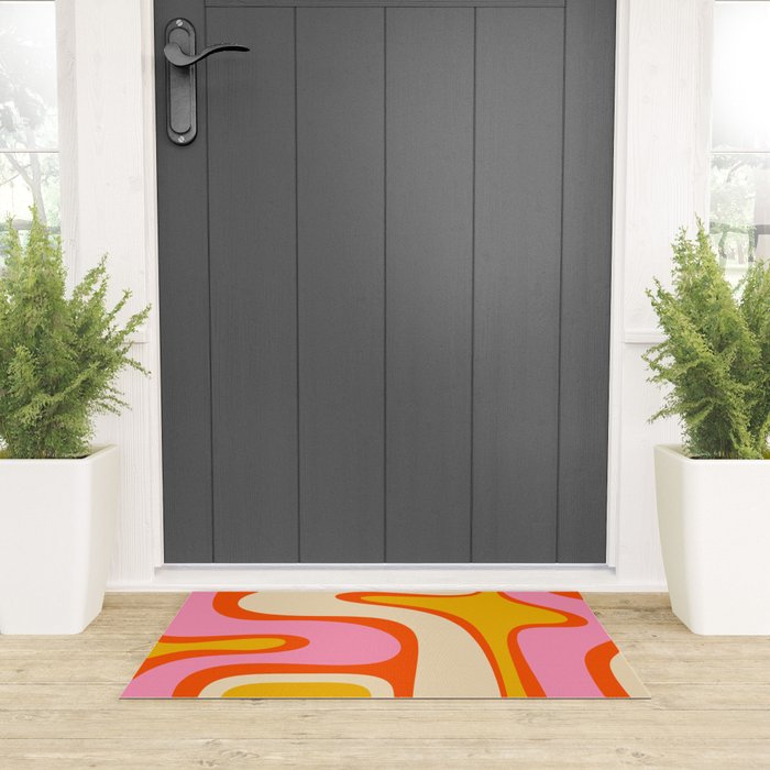 Retro Abstract Copacetic Pattern Pink Orange Yellow Welcome Mat Gallery Image 3