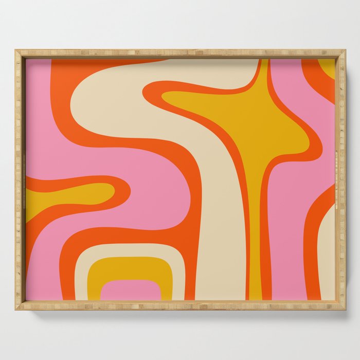 Retro Abstract Copacetic Pattern Pink Orange Yellow Serving Tray Gallery Image 1