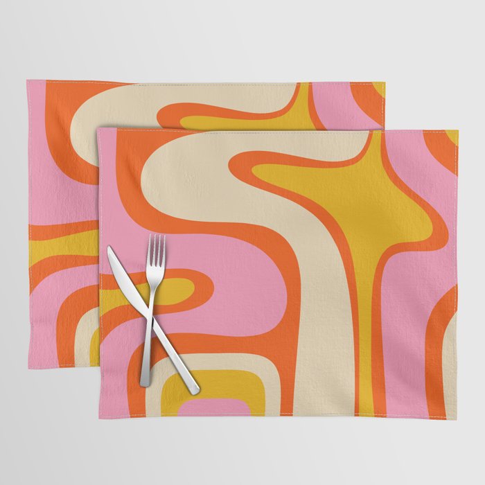 Retro Abstract Copacetic Pattern Pink Orange Yellow Placemat Gallery Image 1