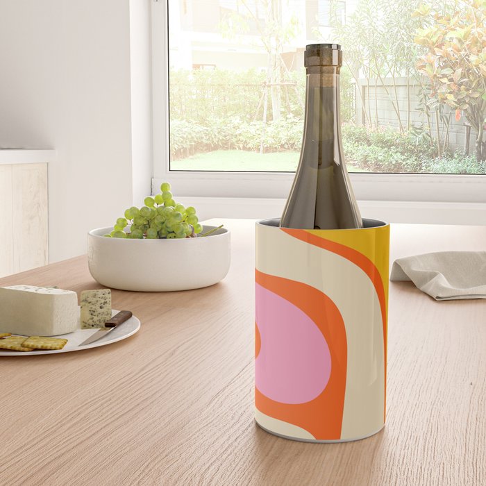 Retro Abstract Copacetic Pattern Pink Orange Yellow Wine Chiller Gallery Image 4