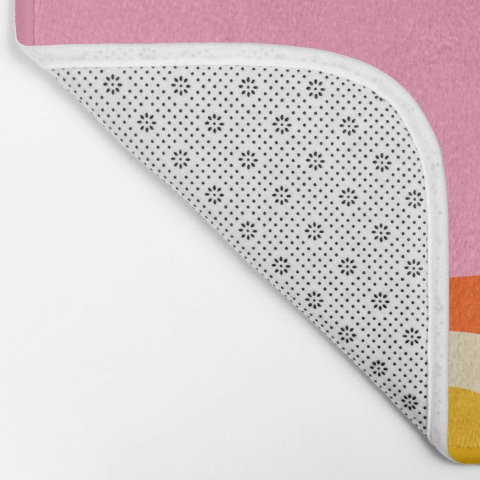 Retro Abstract Copacetic Pattern Pink Orange Yellow Bath Mat Gallery Image 2